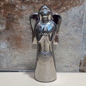 Ceramic Silver Mirror Glaze Finish Angel Figurine